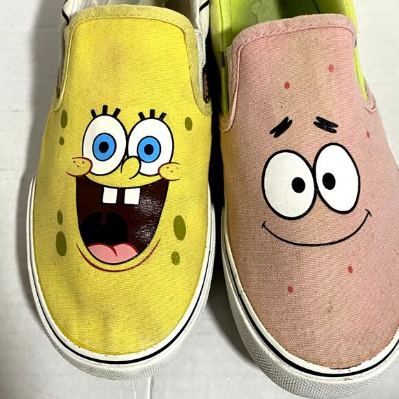 GroundUP Spongebob Squarepants Mismatched Canvas Sneakers Patrick Star Sz 5 - Picture 2 of 11